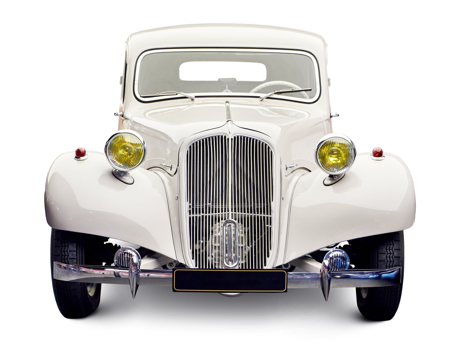 Retro beige classic vintage car isolated on white background